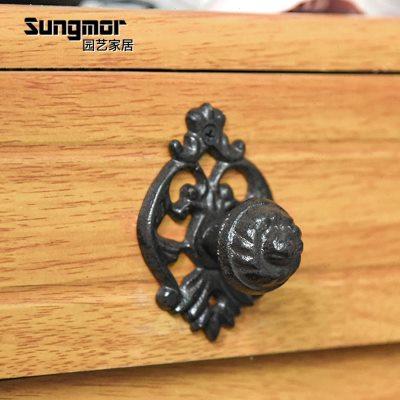 Sungmor欧式铸铁拉手1对复古怀旧抽屉衣柜木门长款装饰把手工艺品