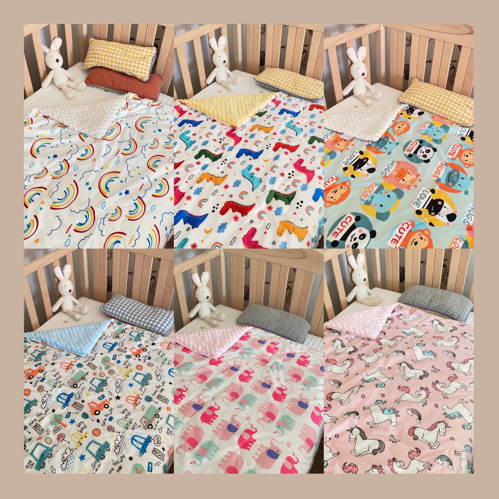 儿童夹棉安抚小毛毯豆豆毯水晶绒双层毯宝宝午睡毯盖毯