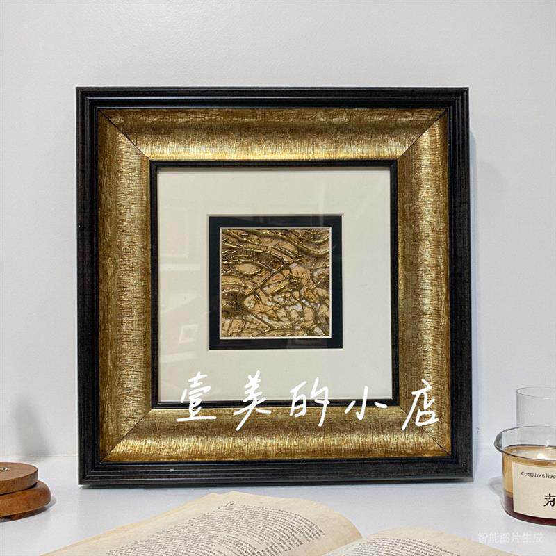 现代样板间装饰画装饰画方形金色边框客厅卧室挂画抽象小画