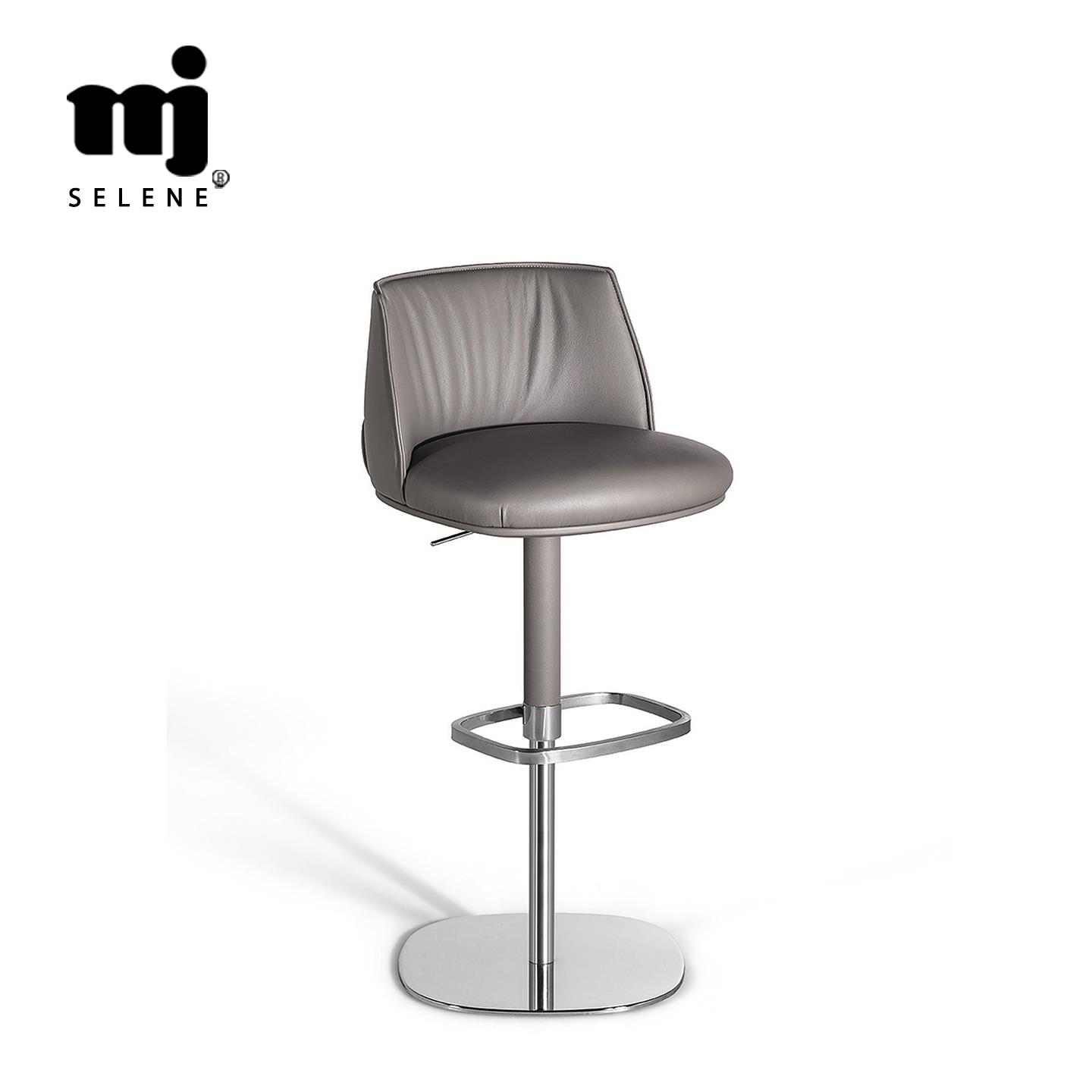 升降轻奢吧台椅家用意式极简高脚凳真皮岛台椅久坐不累设计师款