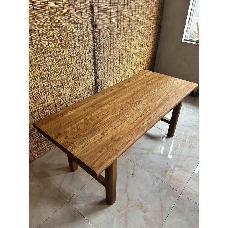 老榆木桌子实木板复古茶桌茶台长条餐桌家用原木桌面吧台长桌书桌