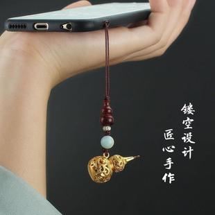 中国风铜葫芦手机挂绳镂空可开盖吊坠手机链高档平安创意挂饰男女