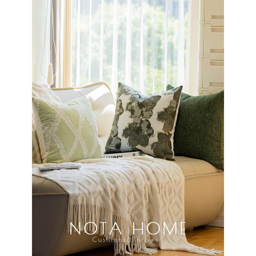 小清晰绿色抱枕新中式枕套样板间沙发软包靠枕现代简约车用腰靠垫