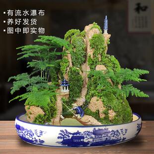 流水版吸水奇石假山盆景上水摆件石天然室内山水植物原小石头造景