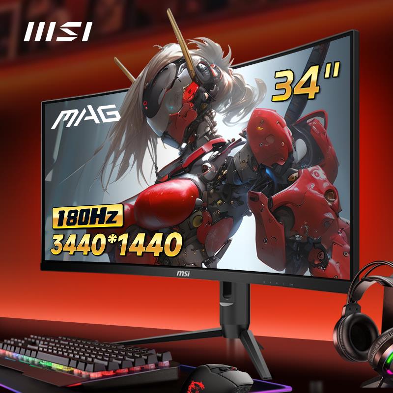 微星34英寸准4K180HZ带鱼屏台式黑刃MAG342CQRE2电脑显示器曲面