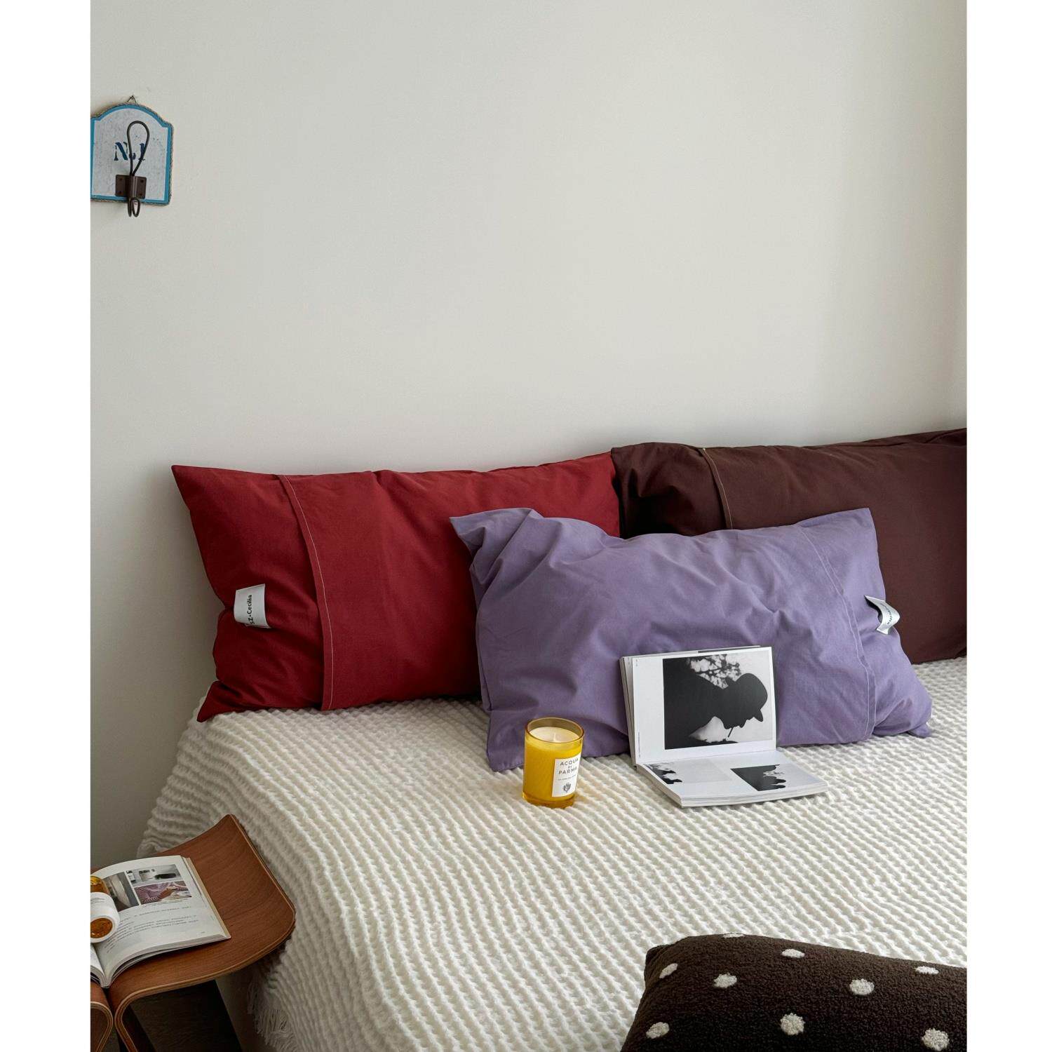 伯爵的茶｜法式高饱和度半开 放式全棉水洗棉单人枕套一祇48*74cm