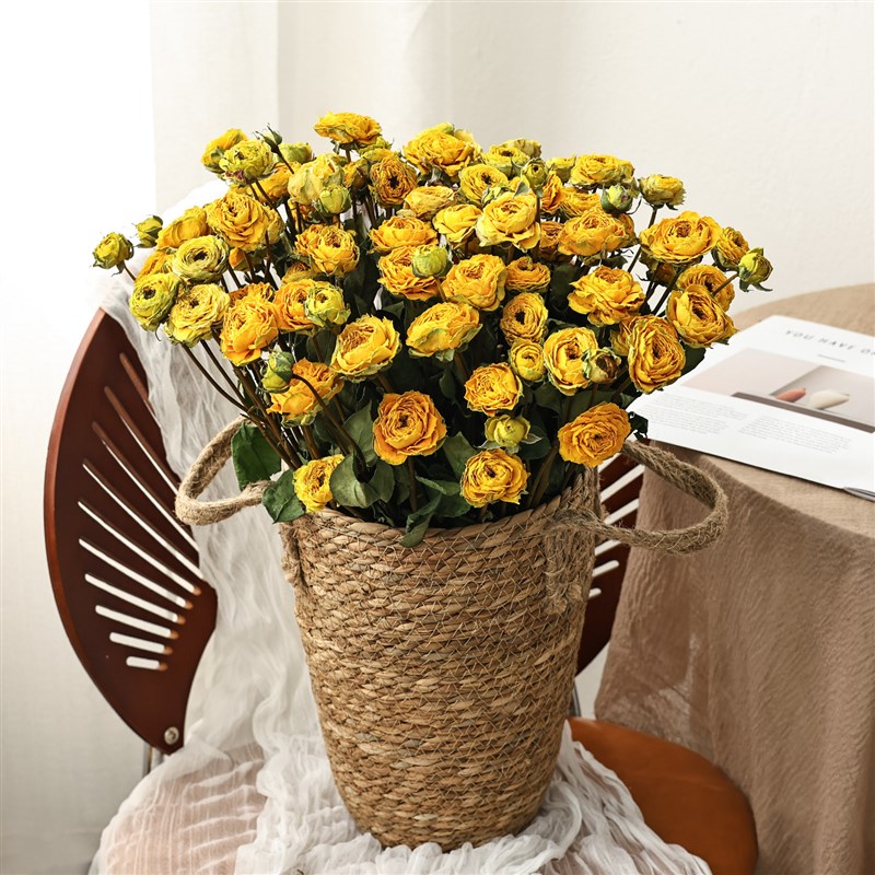 黄亦玫瑰干花花束天然风干真花客厅摆设花瓶插花摆件高级感永生花