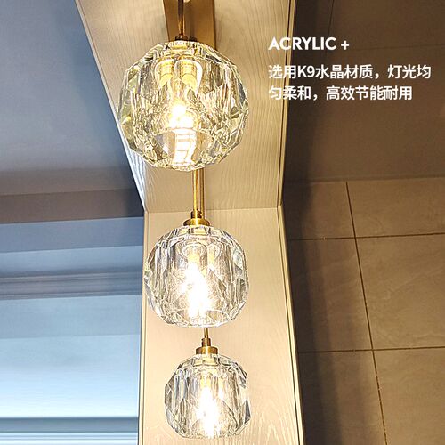 楼梯灯长吊灯现代简约别墅复式楼客厅loft公寓旋转楼梯轻奢水晶灯