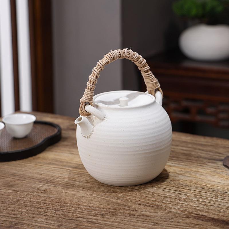 手工藤把提梁原矿白泥煮茶壶中式烧水陶壶白茶普洱黑茶电陶炉炭炉