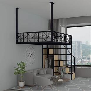 铁艺吊床阁楼床省空间高架床公寓覆式二楼床小户型儿童阁楼床