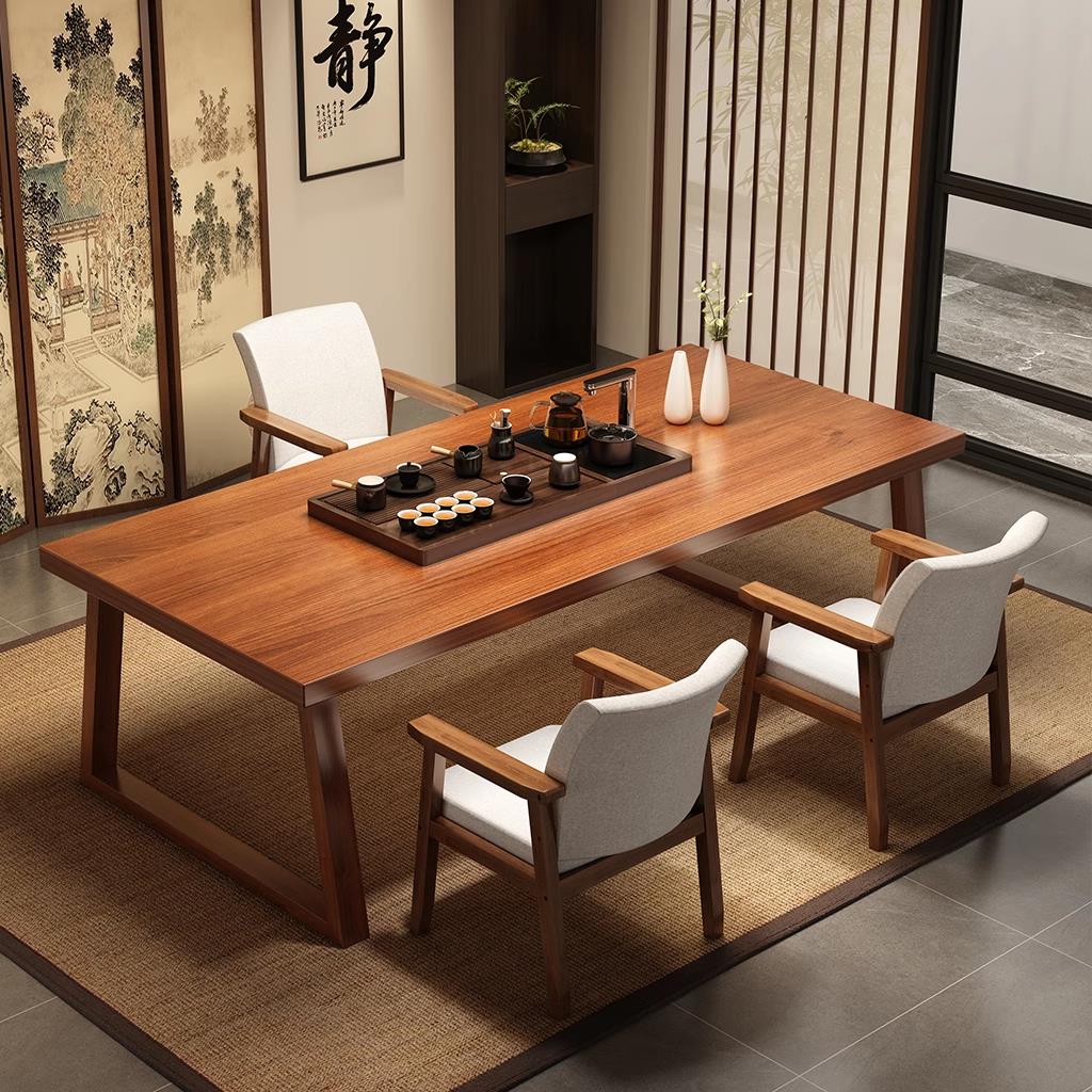 新中式实木茶桌子客厅家用茶几茶台2025新款阳台大板泡茶桌椅组合
