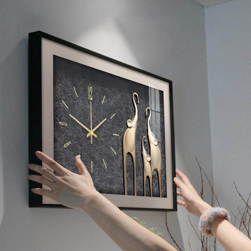 轻奢电表箱装饰画 画带钟表2025新款配电箱遮挡时钟挂画 画高级感