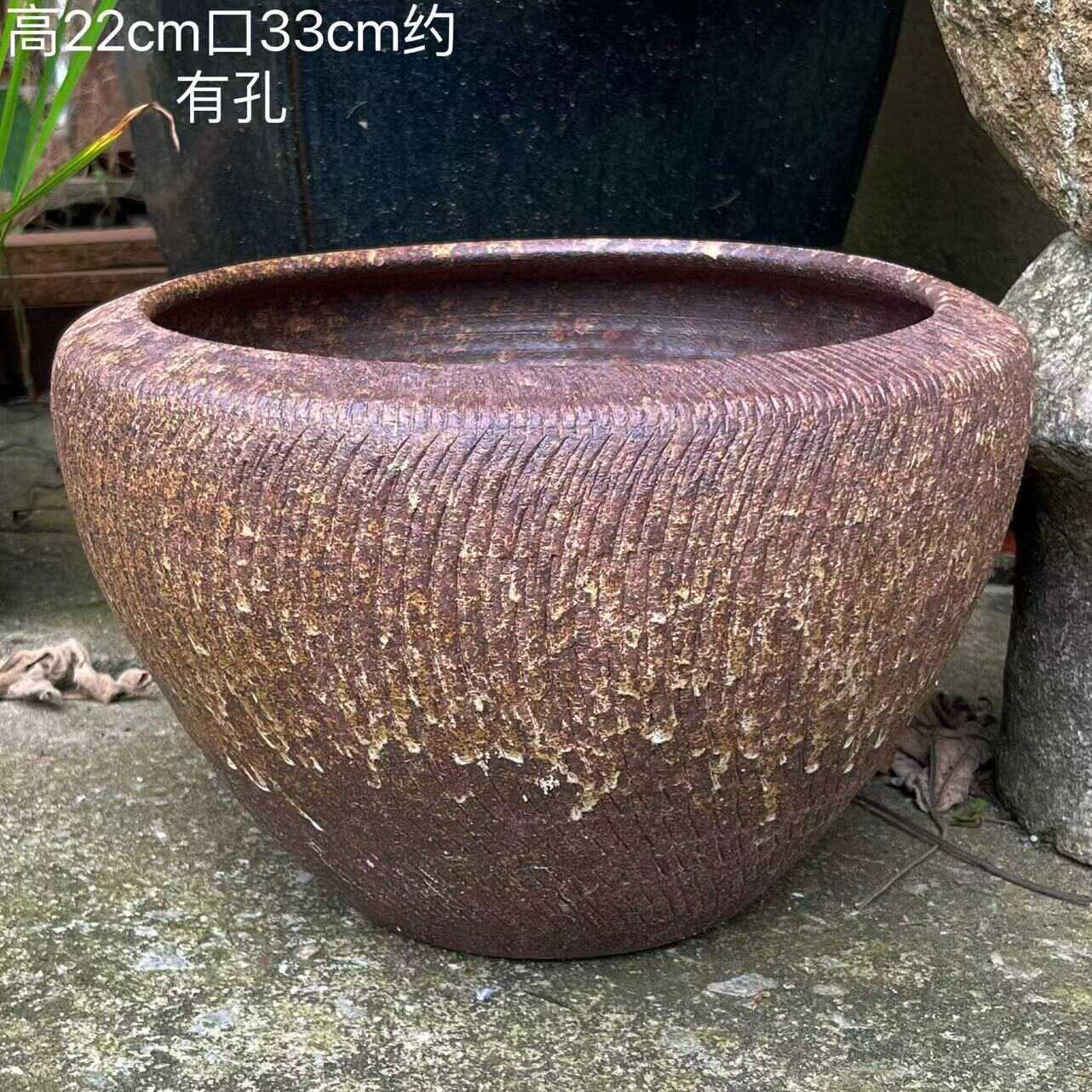 特大号陶瓷花盆大口径法师老桩盆月季三角梅粗陶罐高筒简约口30cm