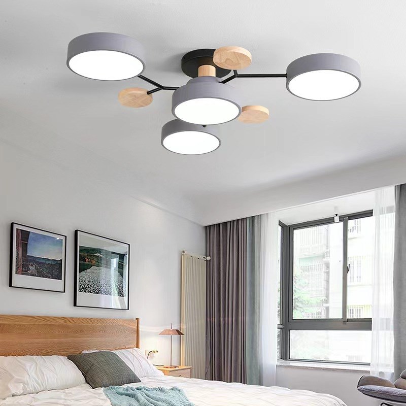 北欧客厅灯家用马卡龙大厅吸顶灯现代简约创意卧室灯原木餐厅灯具