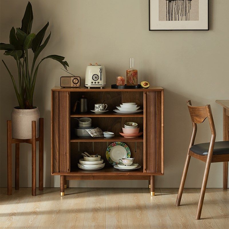 留意北欧实木餐边柜客餐厅靠墙收纳储物柜现代简约黑胡桃木茶水柜,住宅家具,餐边柜,淘宝优惠券,粉丝福利购,淘宝优惠卷