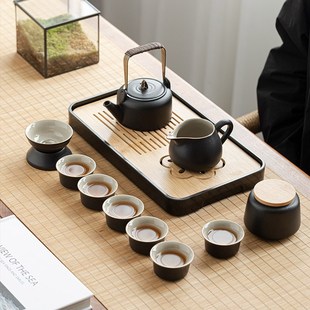 远山粗陶功夫茶具套装 哲选 家用简约办公室整套茶壶泡茶杯茶盘