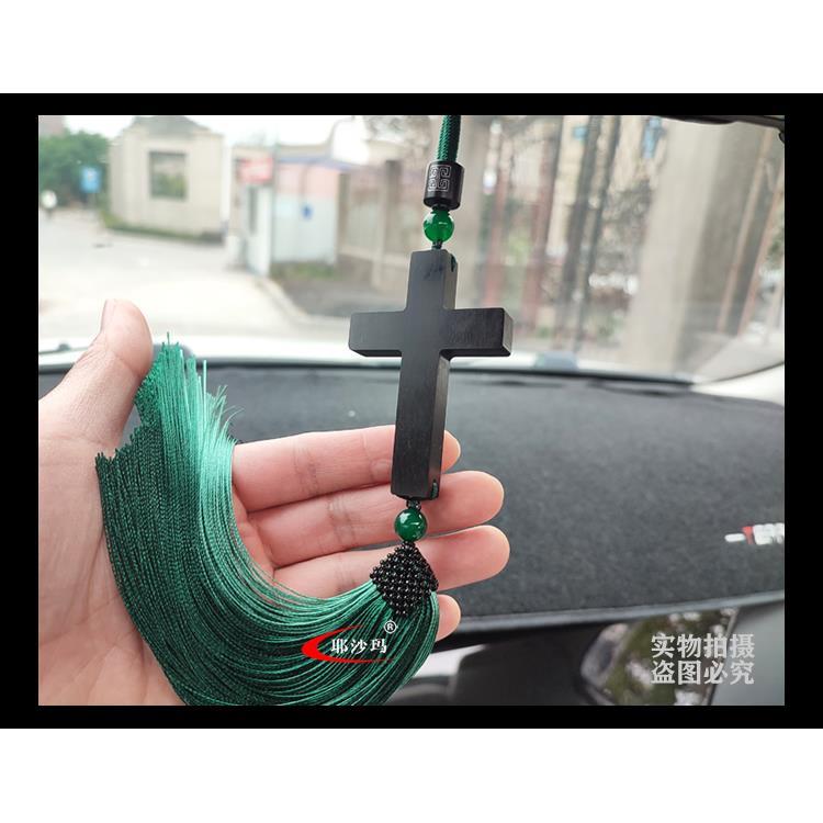 新款黑檀木十字架汽车挂件紫光檀原木车挂高档车载后视镜挂饰吊坠