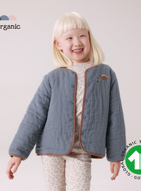 be organic【纱布真棉芯夹克】GOTS认证有机棉童装外套秋冬保暖新