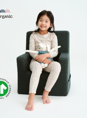 be organic【印花长短袖套装】有机棉童装紧身上衣T恤长裤女新款