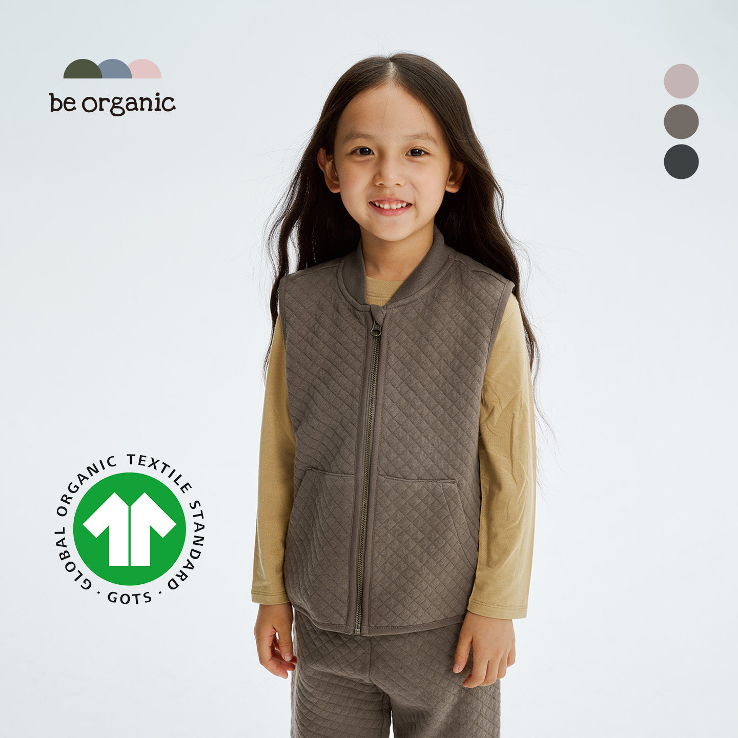 双层纱夹棉背心有机棉童装