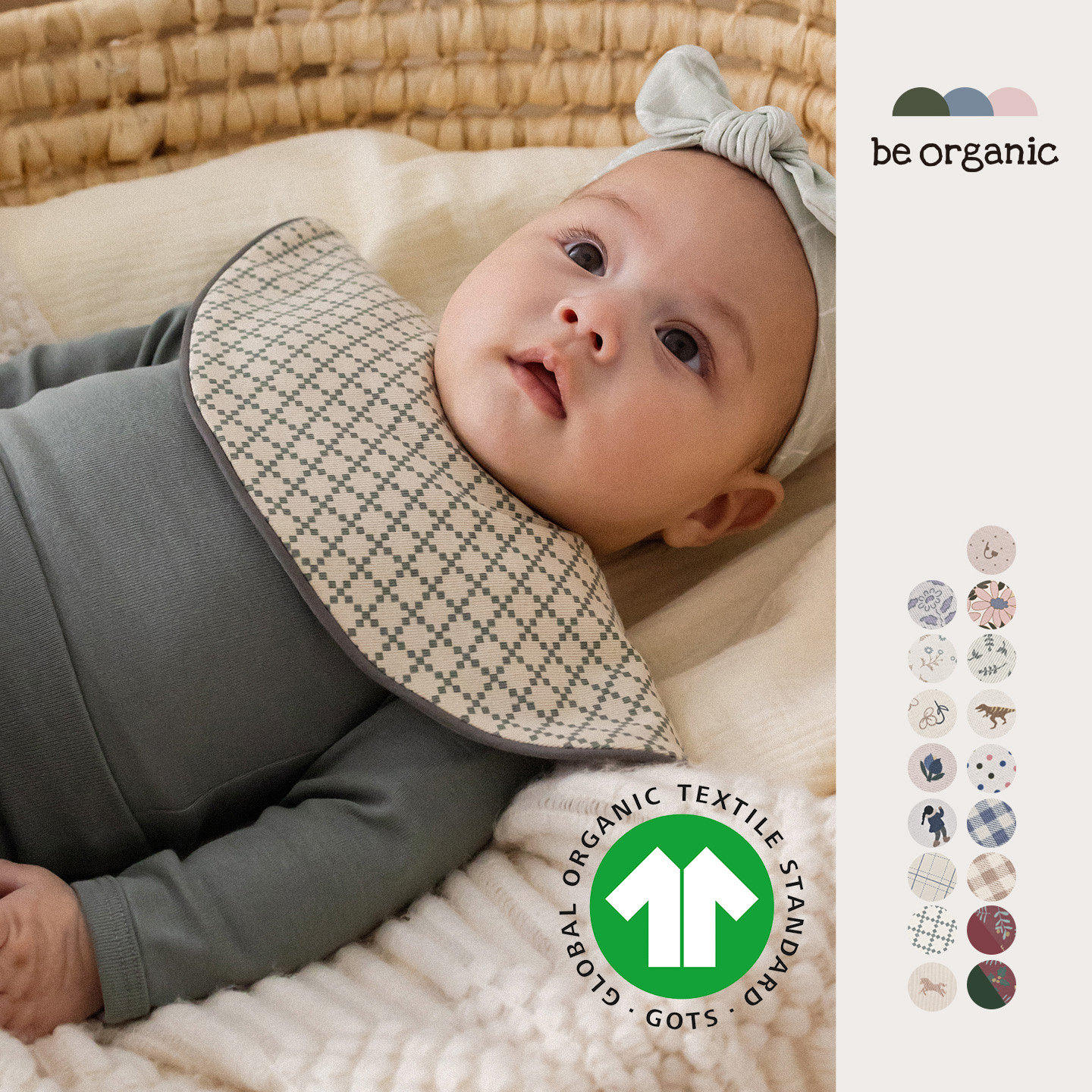 be organic【有机棉独家印花口水巾】婴幼儿童围嘴新生儿围兜