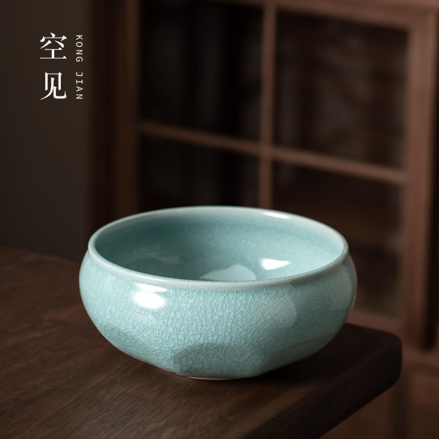 冰裂汝窑陶瓷茶洗特大号家用水洗茶洗水盂建水茶渣缸功夫茶具配件