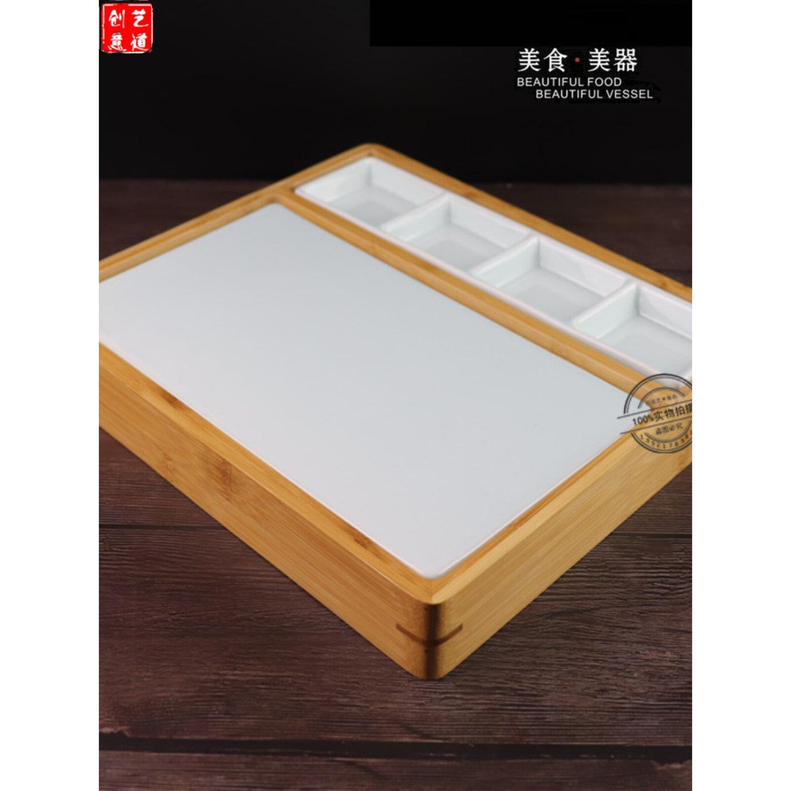 特色青釉密胺烤鸭餐具创意竹木中式意境菜盘子个性北京专用烤鸭盘