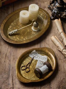 覆古铁艺做旧香薰托盘ins风客厅装饰摆件首饰展示收纳盘摄影道具