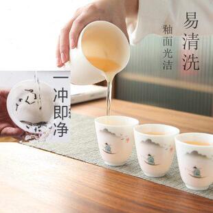 羊脂玉德化白瓷家用办公室整套盖碗茶壶公道茶杯简约 禅意茶具套装