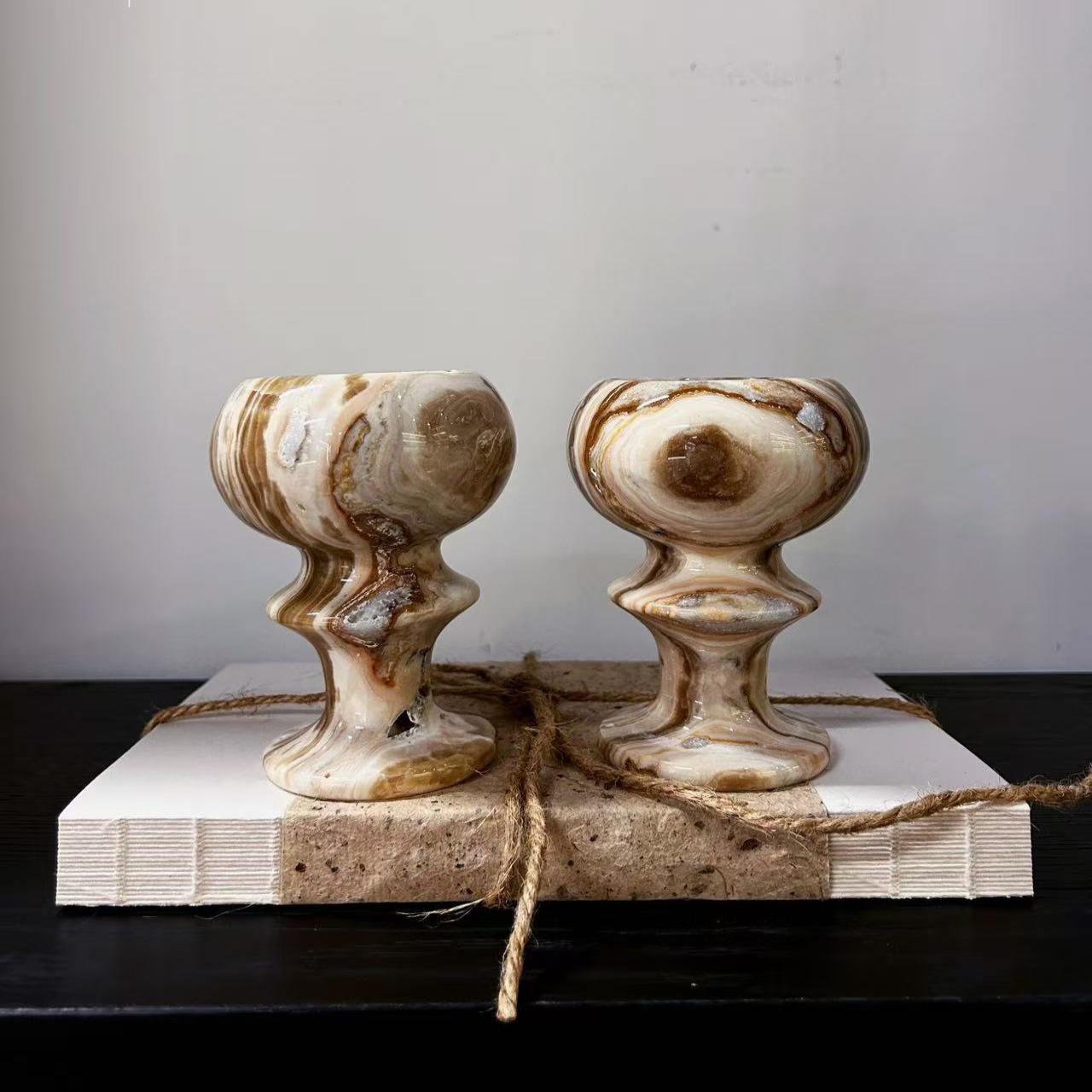 中古摆件样板间样品屋展示中心客厅玄关柜烛台大理石杯子花器软装