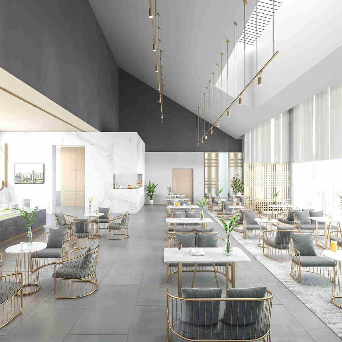 锻造师灯具陶瓷店陈列北欧铁艺卡座沙发售楼部办公洽谈会客区
