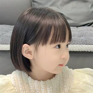 儿童假发女孩短发波波头空气刘海自然时尚模特拍照日常写真全头套