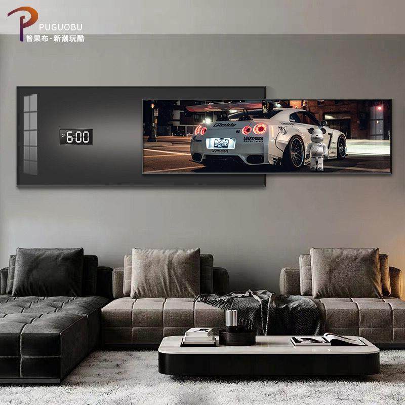 轻奢暴力熊客厅装饰画电子钟表万年历沙发背景墙壁画汽车主题挂画,家居饰品,现代装饰画,淘宝优惠券,粉丝福利购,淘宝优惠卷
