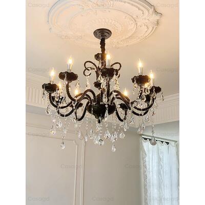 【墨韵光辉】暗黑系轻奢水晶吊灯法式覆古卧室客厅蜡烛灯casagd