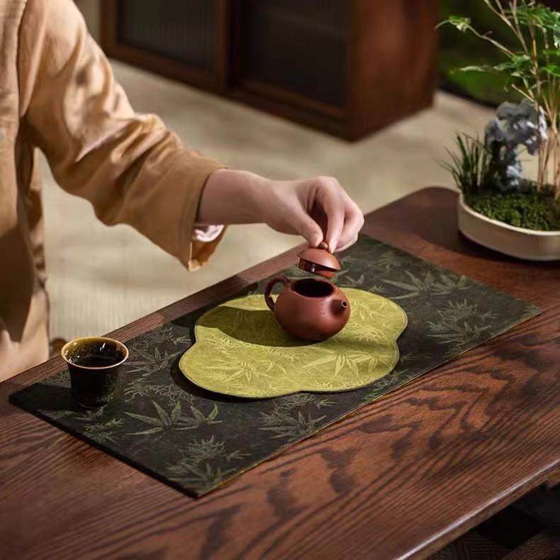 香云纱茶席双面双色桑蚕丝碧山牡丹扇形茶席长方形圆形茶杯垫壶垫,居家布艺,茶席,淘宝优惠券,粉丝福利购,淘宝优惠卷