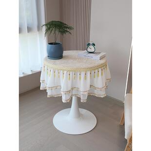 圆桌布咖啡桌桌套雪尼尔高端加厚防滑家居店网红外观定制桌布套