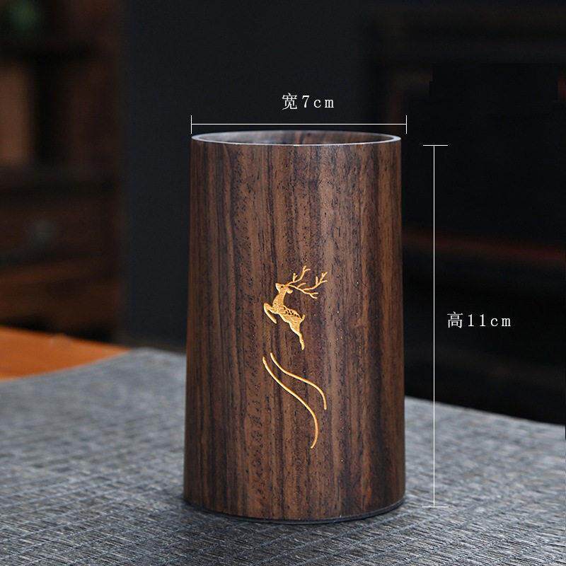 黑檀木茶筒笔筒茶道六君子套装茶夹收纳筒泡茶工具茶桶茶具配件