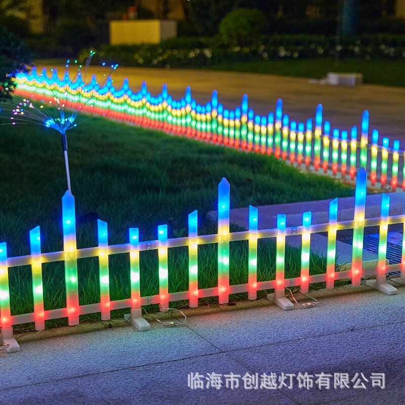 新款太阳能灯圣诞庭院氛围灯户外防水草坪彩灯花园自动发光围栏灯