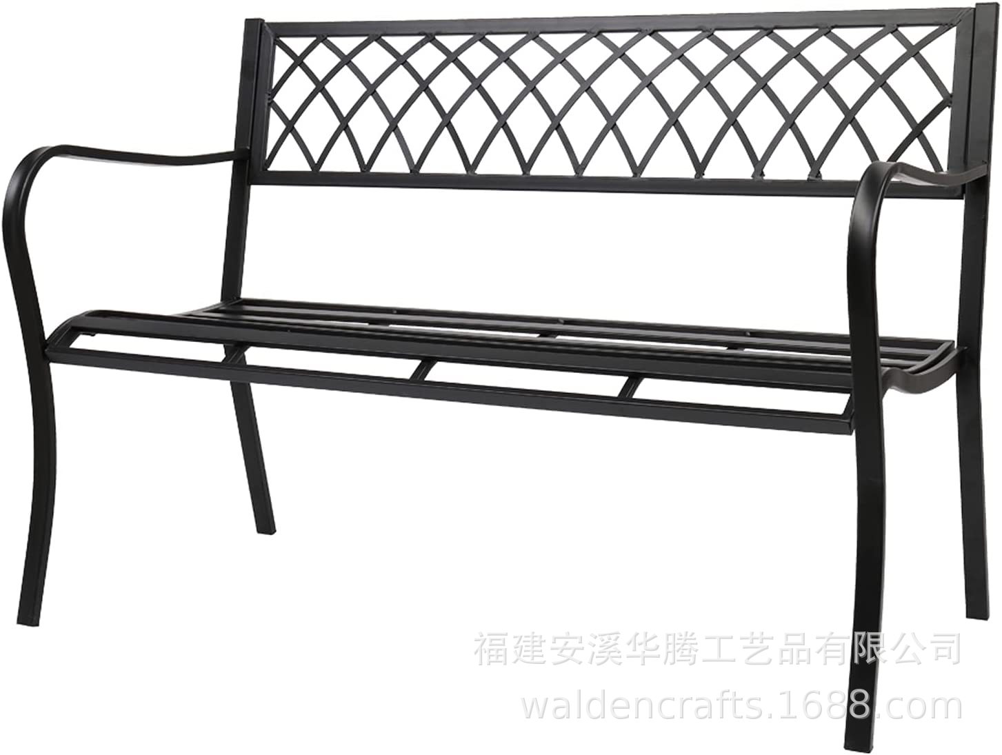 美式户外铁艺三人靠背公园椅