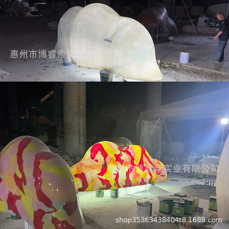 玻璃钢发光雕塑彩绘美陈美术馆顶部布置装饰场景商场创意摆件