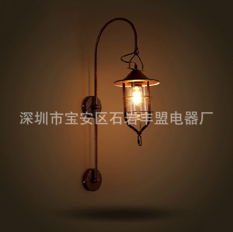 复古工业风铁艺船坞壁挂酒吧休闲会所火锅店怀旧单头创意工业壁灯