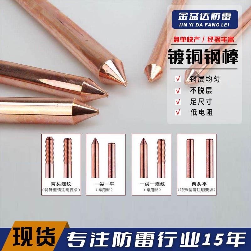 铜包钢接地棒防雷垂直接地桩铜覆钢接地极防静电接地针镀铜接地极