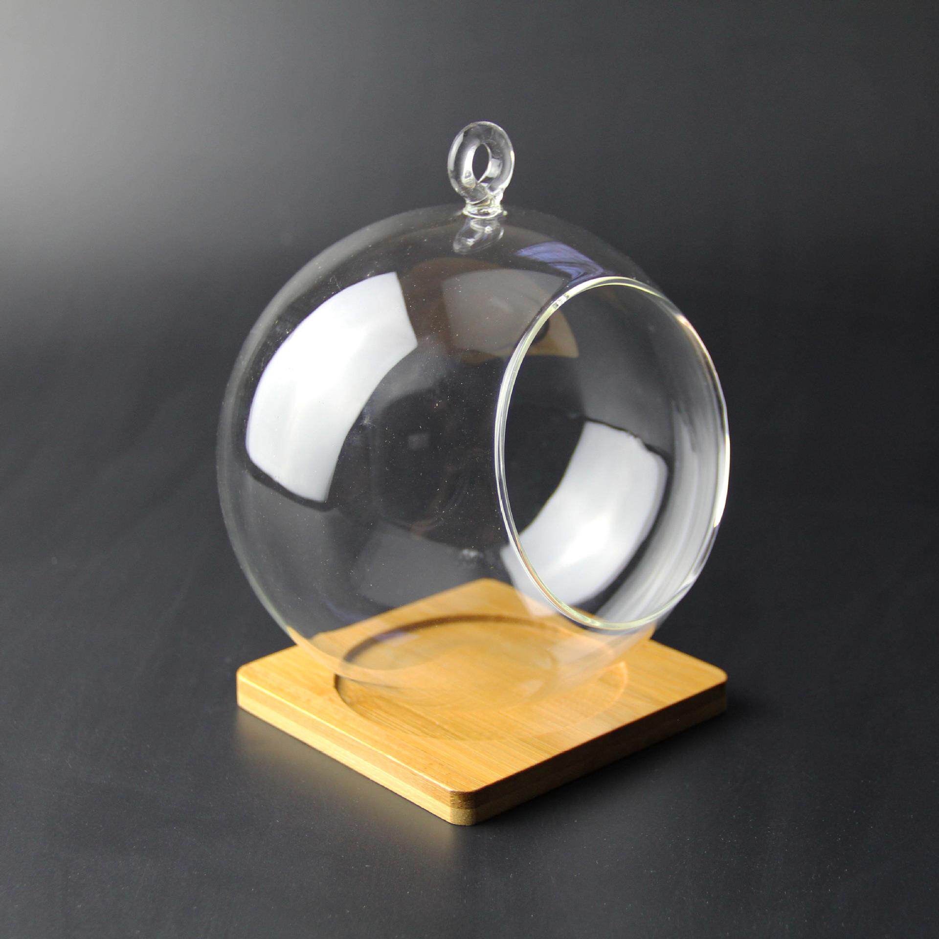 微景观生态瓶 制作容器 苔藓DIY玻璃瓶 多肉平底吊瓶 铁架圆吊瓶