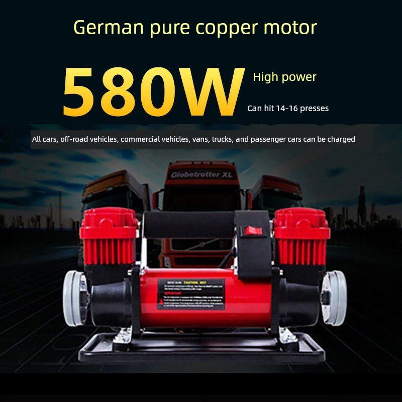 厦成车载充气泵双缸汽车轮胎打气大功率高压24v货车金属12v便携式