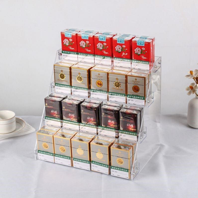 香咽展示架超市货架新款烟架子展示架多层推烟器三层放烟烟架梯形