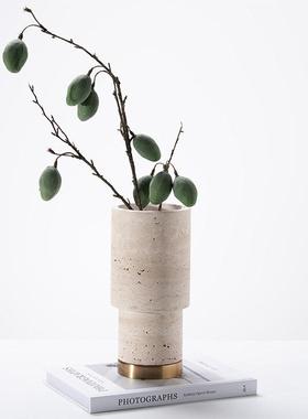 新中式云石系列装饰摆件样板间客厅洽谈桌茶室大理石花器托盘摆设