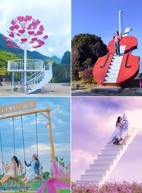 户外景区网红天梯摆件步行街打卡商场热气球云朵秋千爱心座椅雕塑