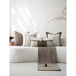 元喜一品[Wabi-Sabi]棉麻拼接沙发枕头枕头经典样板间无芯枕套靠