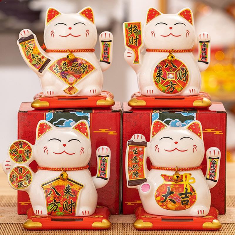 太阳能招财猫摆件摇手车载装饰内饰自动招手家居客厅店铺开业礼品