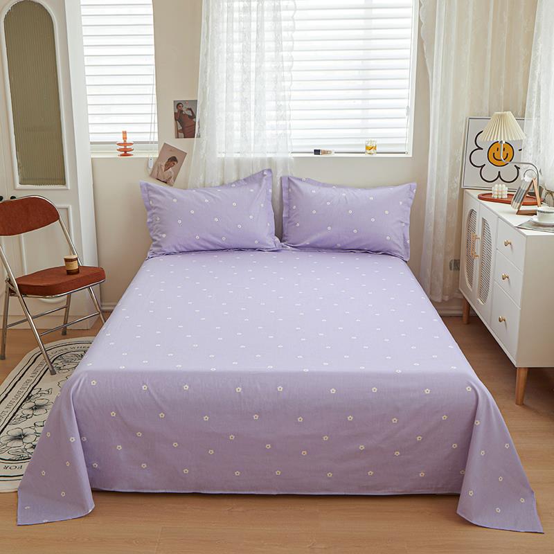 100纯棉单件床单少女心全棉小碎花紫色被单双人学生宿舍上下铺1.2